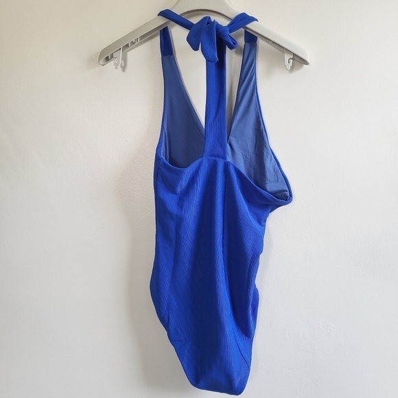 New Beach Riot Nia Asymetrical One Shoulder Tie Deep Ocean Swimsuit NWOT Medium - Picture 11 of 14